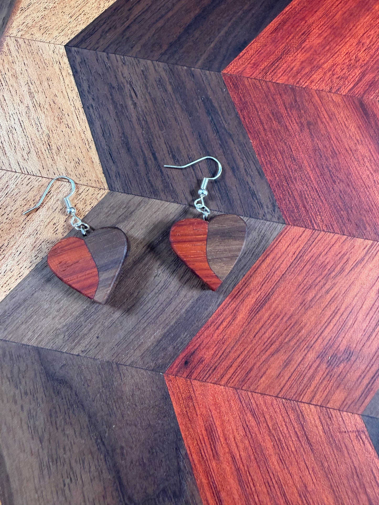 Wooden Heart Earrings