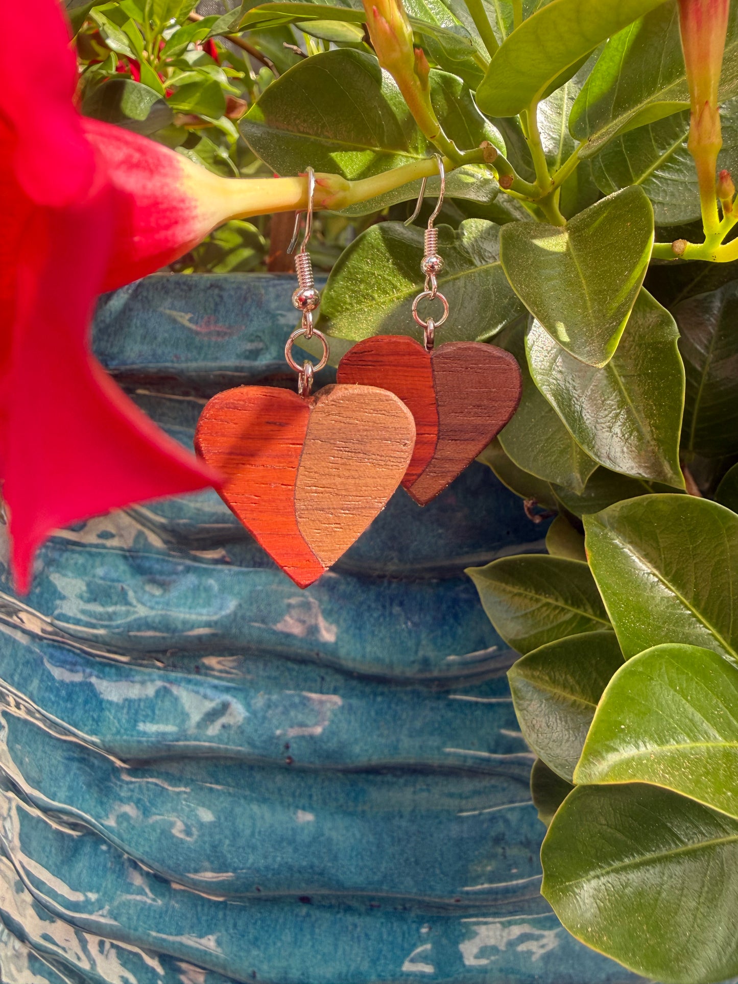 Wooden Heart Earrings