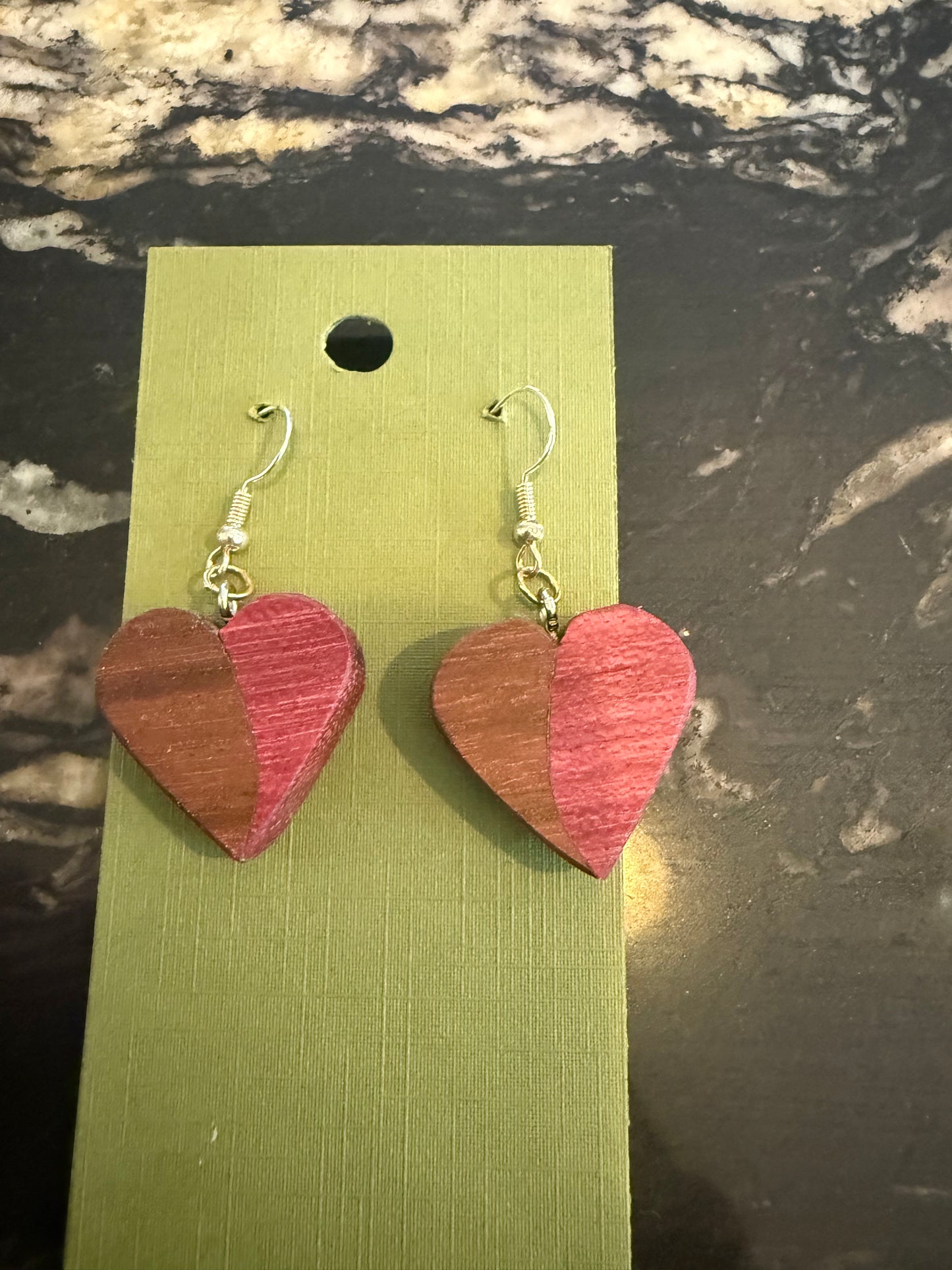 Wooden Heart Earrings