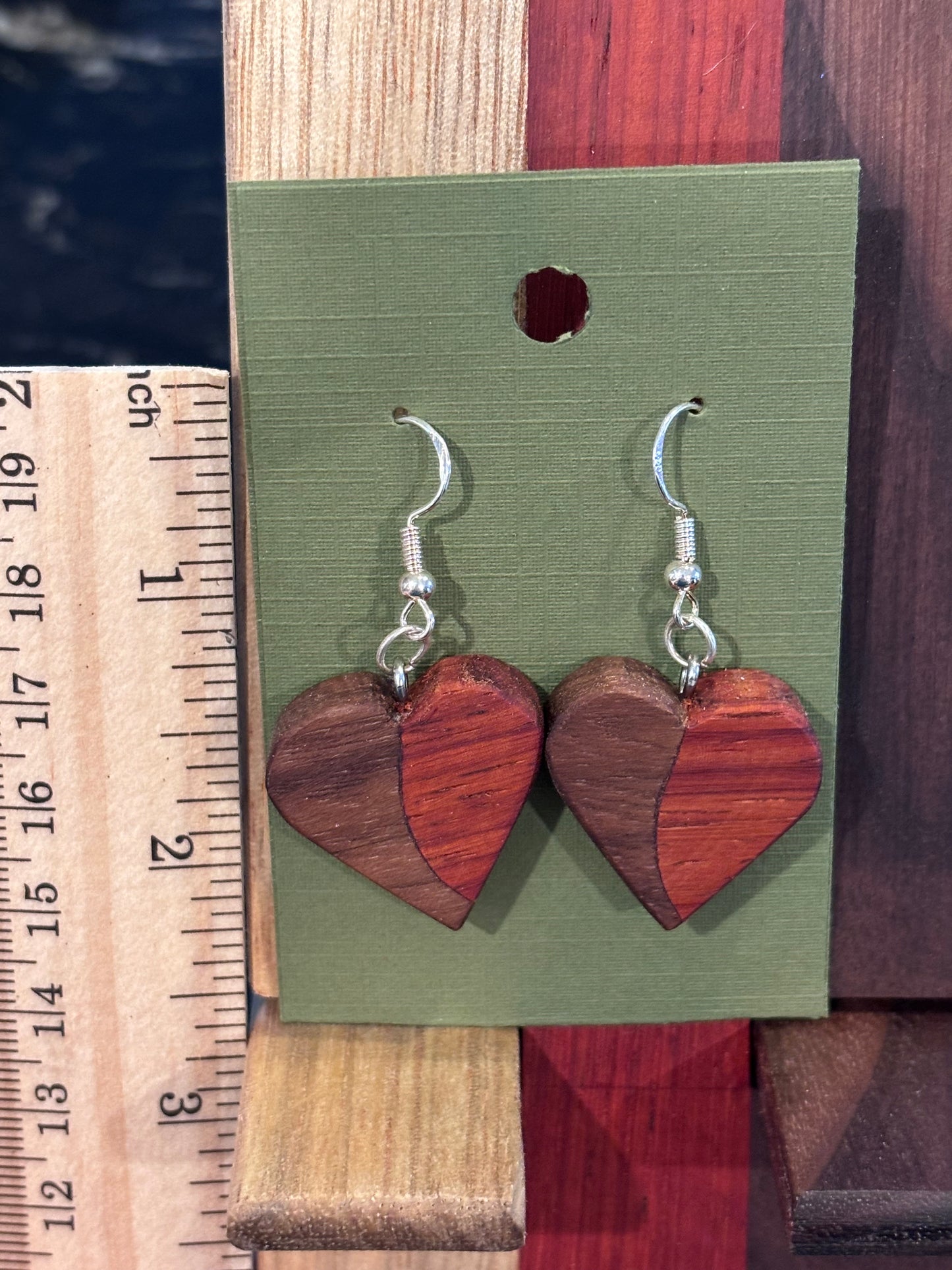 Wooden Heart Earrings
