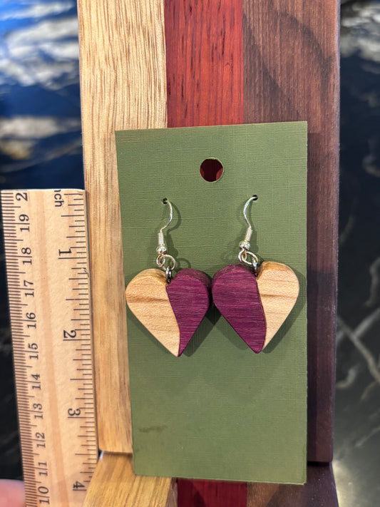 Wooden Heart Earrings